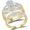 Image 1 : 0.40 CTW His & Hers Diamond Cluster Matching Bridal Ring 10KT Yellow Gold - REF-49N5F
