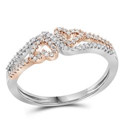 0.18 CTW Diamond 2-tone Heart Love Ring 10KT White Gold - REF-18F2N