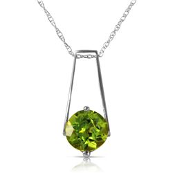 Genuine 1.45 ctw Peridot Necklace Jewelry 14KT White Gold - REF-23R8P