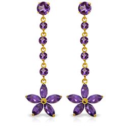 Genuine 4.8 ctw Amethyst Earrings Jewelry 14KT Yellow Gold - REF-56R8P