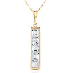 Genuine 2.25 ctw Aquamarine Necklace Jewelry 14KT Yellow Gold - REF-42X9M