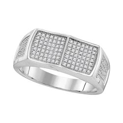 0.32 CTW Mens Diamond Double Square Cluster Ring 10KT White Gold - REF-47X9Y