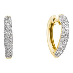 0.49 CTW Diamond Heart Love Hoop Earrings 14KT Yellow Gold - REF-59W9K