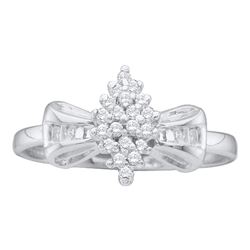 0.10 CTW Prong-set Diamond Oval Cluster Ring 10KT White Gold - REF-10X5Y