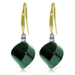 Genuine 30.6 ctw Green Sapphire Corundum & Diamond Earrings Jewelry 14KT Yellow Gold - REF-51K9V