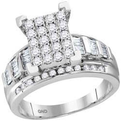 0.92 CTW Diamond Cluster Bridal Engagement Ring 10KT White Gold - REF-59X9Y