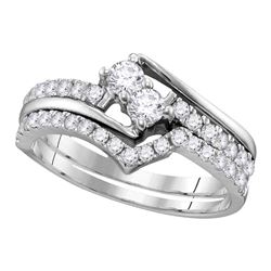 0.54 CTW Diamond 2-stone Bridal Wedding Engagement Ring 10KT White Gold - REF-41K9W