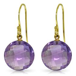 Genuine 12 ctw Amethyst Earrings Jewelry 14KT Yellow Gold - REF-24P4H