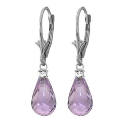 Genuine 4.6 ctw Amethyst & Diamond Earrings Jewelry 14KT White Gold - REF-30Y2F