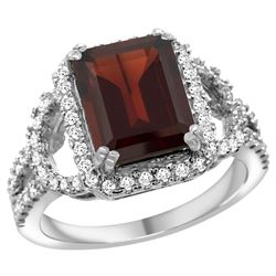 Natural 3.08 ctw garnet & Diamond Engagement Ring 14K White Gold - REF-109N6G