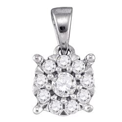 0.26 CTW Diamond Flower Cluster Pendant 14KT White Gold - REF-25K4W