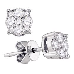 0.28 CTW Diamond Cluster Stud Earrings 18KT White Gold - REF-67N4F
