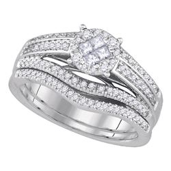 0.63 CTW Princess Diamond Soleil Bridal Engagement Ring 14KT White Gold - REF-104Y9X