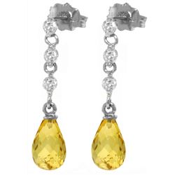Genuine 3.3 ctw Citrine & Diamond Earrings Jewelry 14KT White Gold - REF-42V9W