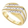 Image 1 : 0.50 CTW Mens Channel-set Diamond Triple Row Cluster Ring 10KT Yellow Gold - REF-41F9N