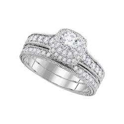 0.99 CTW Diamond Milgrain Bridal Wedding Engagement Ring 14KT White Gold - REF-149N9F