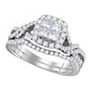 Image 1 : 1.04 CTW Princess Diamond Bridal Engagement Ring 14KT White Gold - REF-86M2H
