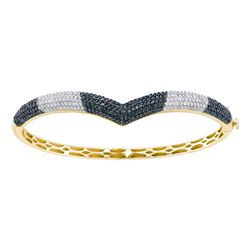 1.8 CTW Black Color Diamond Bangle Bracelet 14KT Yellow Gold - REF-149N9F