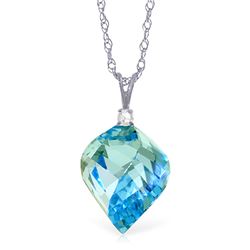 Genuine 13.95 ctw Blue Topaz & Diamond Necklace Jewelry 14KT White Gold - REF-48W3Y