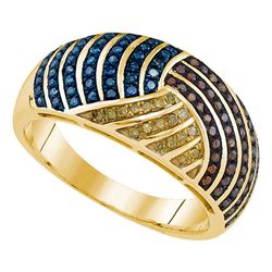 0.40 CTW Multicolor Diamond Fashion Ring 10KT Yellow Gold - REF-49M5H