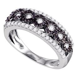 0.70 CTW Black Color Diamond Circular Ring 10KT White Gold - REF-57M2H