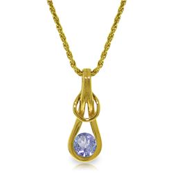 Genuine 0.65 ctw Tanzanite Necklace Jewelry 14KT Yellow Gold - REF-79T8A