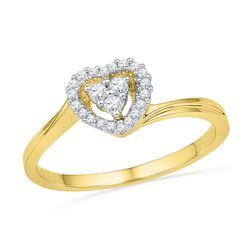 0.16 CTW Diamond Simple Heart Cluster Ring 10KT Yellow Gold - REF-16X4Y