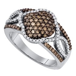 0.68 CTW Cognac-brown Color Diamond Quadrefoil Cluster Ring 10KT White Gold - REF-44Y9X