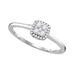 0.22 CTW Diamond Halo Cluster Bridal Engagement Ring 10KT White Gold - REF-19K4W