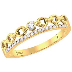 0.08 CTW Diamond Rolo Link Stackable Ring 10KT Yellow Gold - REF-13W4K