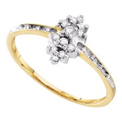 0.12 CTW Prong-set Diamond Small Cluster Ring 10KT Yellow Gold - REF-8Y9X