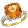 Natural 5.96 ctw Citrine & Diamond Engagement Ring 14K Yellow Gold - REF-42N3G