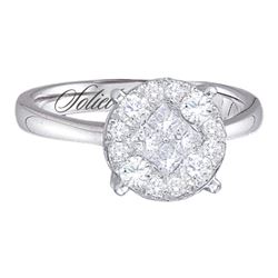 1.51 CTW Princess Diamond Soleil Cluster Bridal Engagement Ring 14KT White Gold - REF-179H9M