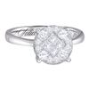 1.51 CTW Princess Diamond Soleil Cluster Bridal Engagement Ring 14KT White Gold - REF-179H9M