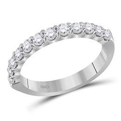 0.50 CTW Diamond Single Row Wedding Ring 14KT White Gold - REF-59M9H