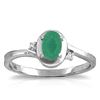 Genuine 0.51 ctw Emerald & Diamond Ring Jewelry 14KT White Gold - REF-32H3X