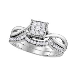 0.33 CTW Diamond Flower Cluster Bridal Engagement Ring 10KT White Gold - REF-37K5W