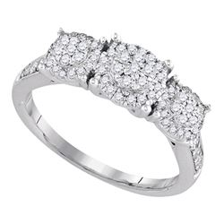 0.51 CTW Flower Cluster Diamond Bridal Wedding Engagement Ring 14k White Gold - REF-75F2N