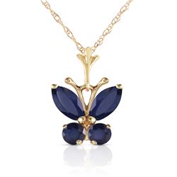 Genuine 0.60 ctw Sapphire Necklace Jewelry 14KT Yellow Gold - REF-28R2P