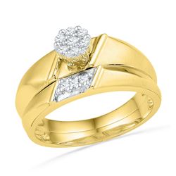 0.13 CTW Diamond Cluster Bridal Engagement Ring 10KT Yellow Gold - REF-30M2H