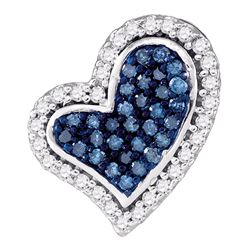 0.14 CTW Blue Color Diamond Heart Love Pendant 10KT White Gold - REF-14H9M