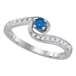 0.30 CTW Blue Color Diamond Solitaire Ring 10KT White Gold - REF-28K4W