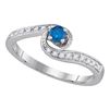 Image 1 : 0.30 CTW Blue Color Diamond Solitaire Ring 10KT White Gold - REF-28K4W