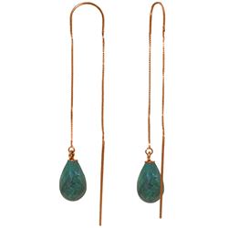 Genuine 6.6 ctw Green Sapphire Corundum Earrings Jewelry 14KT Rose Gold - REF-20V8W