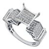 Image 1 : 0.38 CTW Pave-set Diamond Square Cluster Ring 10KT White Gold - REF-30H2M