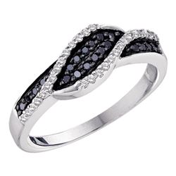 0.23 CTW Black Color Diamond Ring 10KT White Gold - REF-22H4M