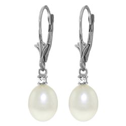 Genuine 8.1 ctw Pearl & Diamond Earrings Jewelry 14KT White Gold - REF-27K2V