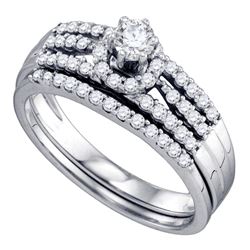 0.51 CTW Diamond Halo Bridal Engagement Ring 14KT White Gold - REF-71Y9X