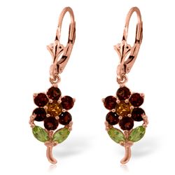 Genuine 2.12 ctw Multi-gemstones Earrings Jewelry 14KT Rose Gold - REF-42N4R