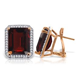 Genuine 15.4 ctw Garnet & Diamond Earrings Jewelry 14KT Rose Gold - REF-135R8P